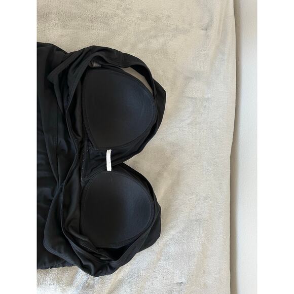 Aqua Eve Women’s Black V-Neck Ruched One Piece Swimsuit Size XXL - Picture 4 of 5